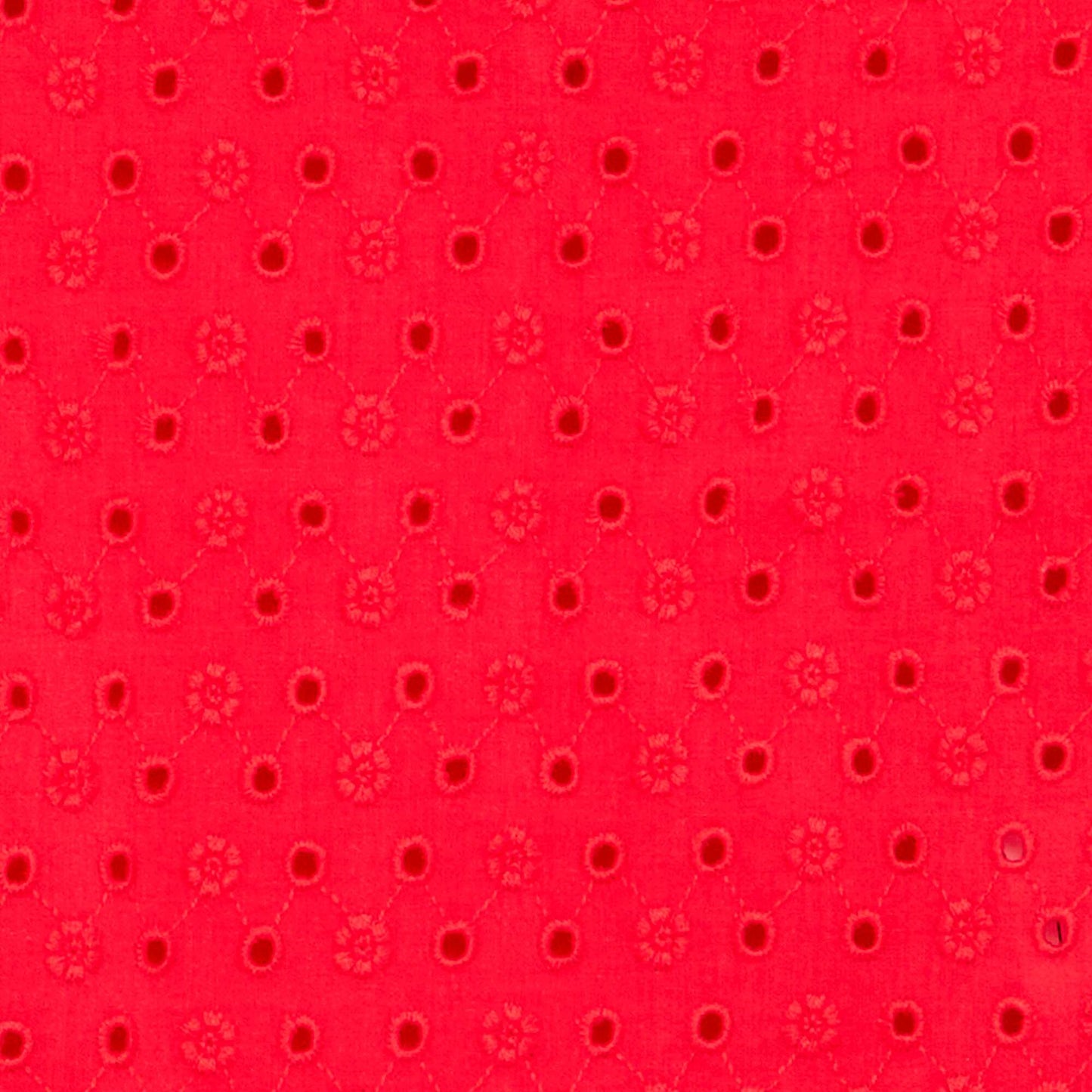 T-shirt à manches courtes volantées et broderies anglaises ROUGE