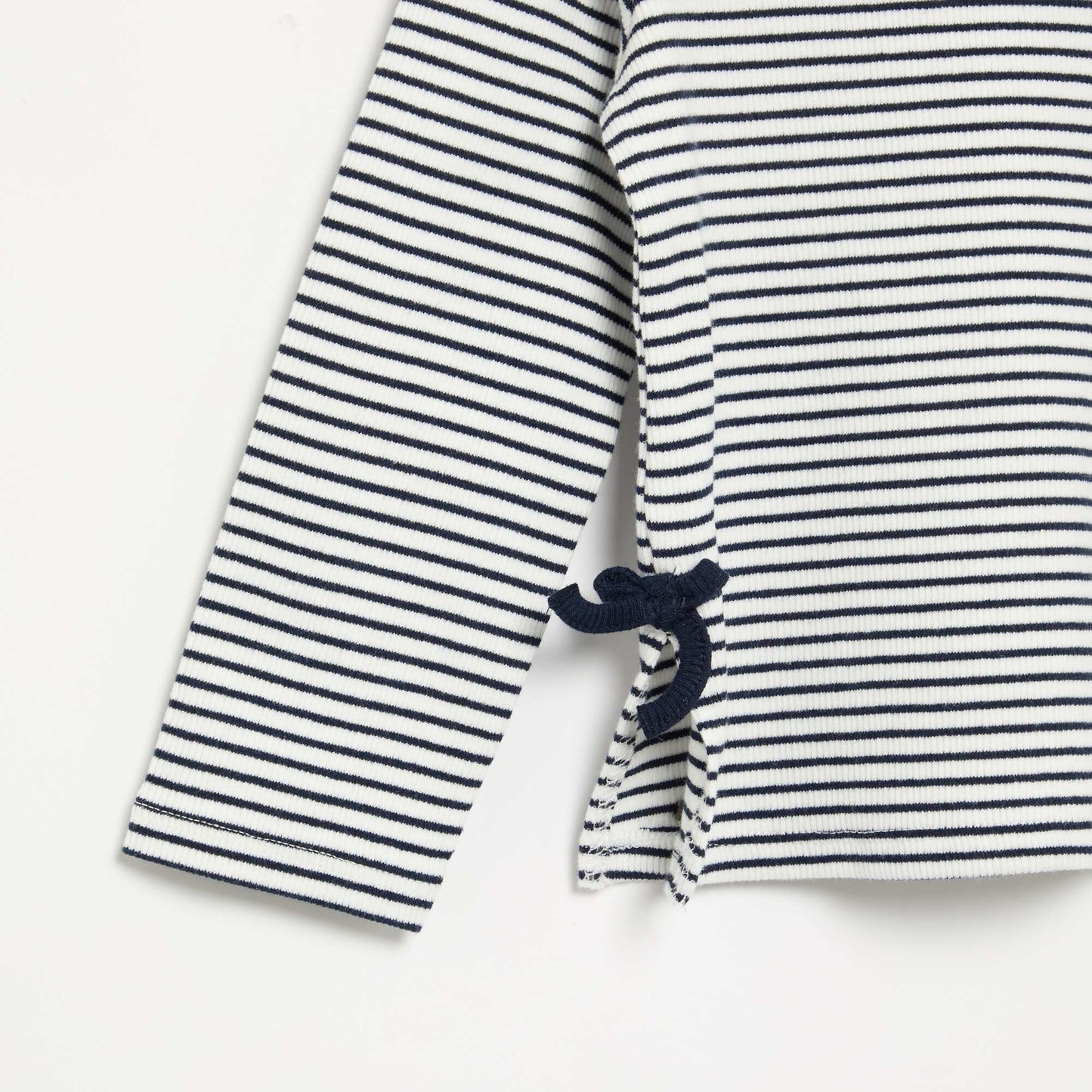 T-shirt côtelé à manches longues avec nœud BLEU