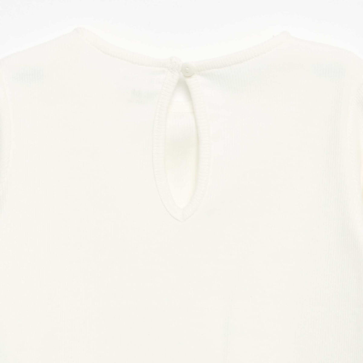 T-shirt côtelé à manches longues avec nœud BLANC