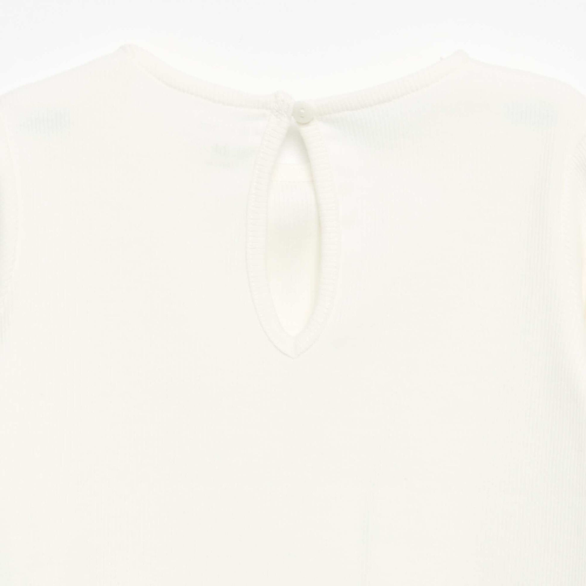 T-shirt côtelé à manches longues avec nœud BLANC