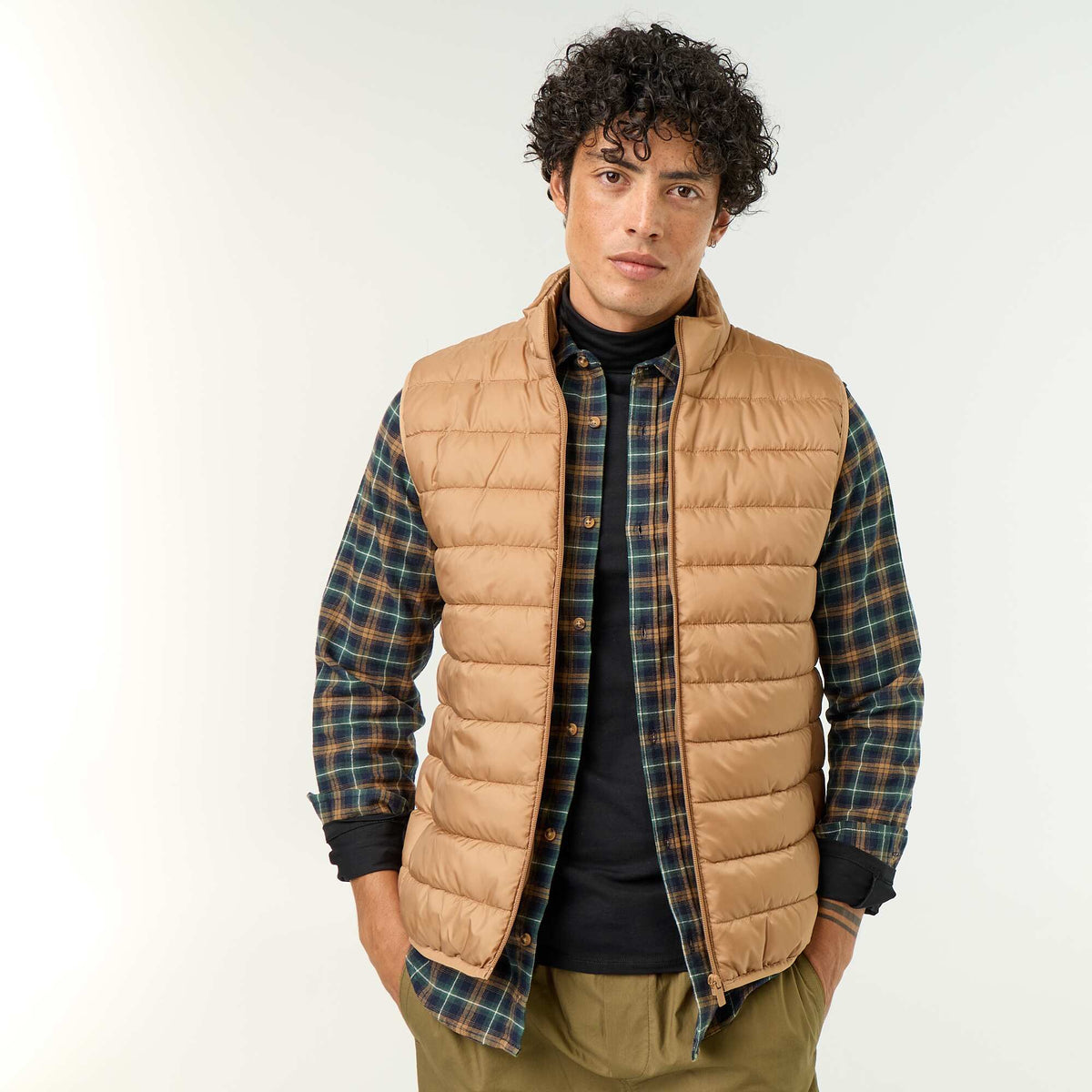 Doudoune déperlante sans manches BEIGE