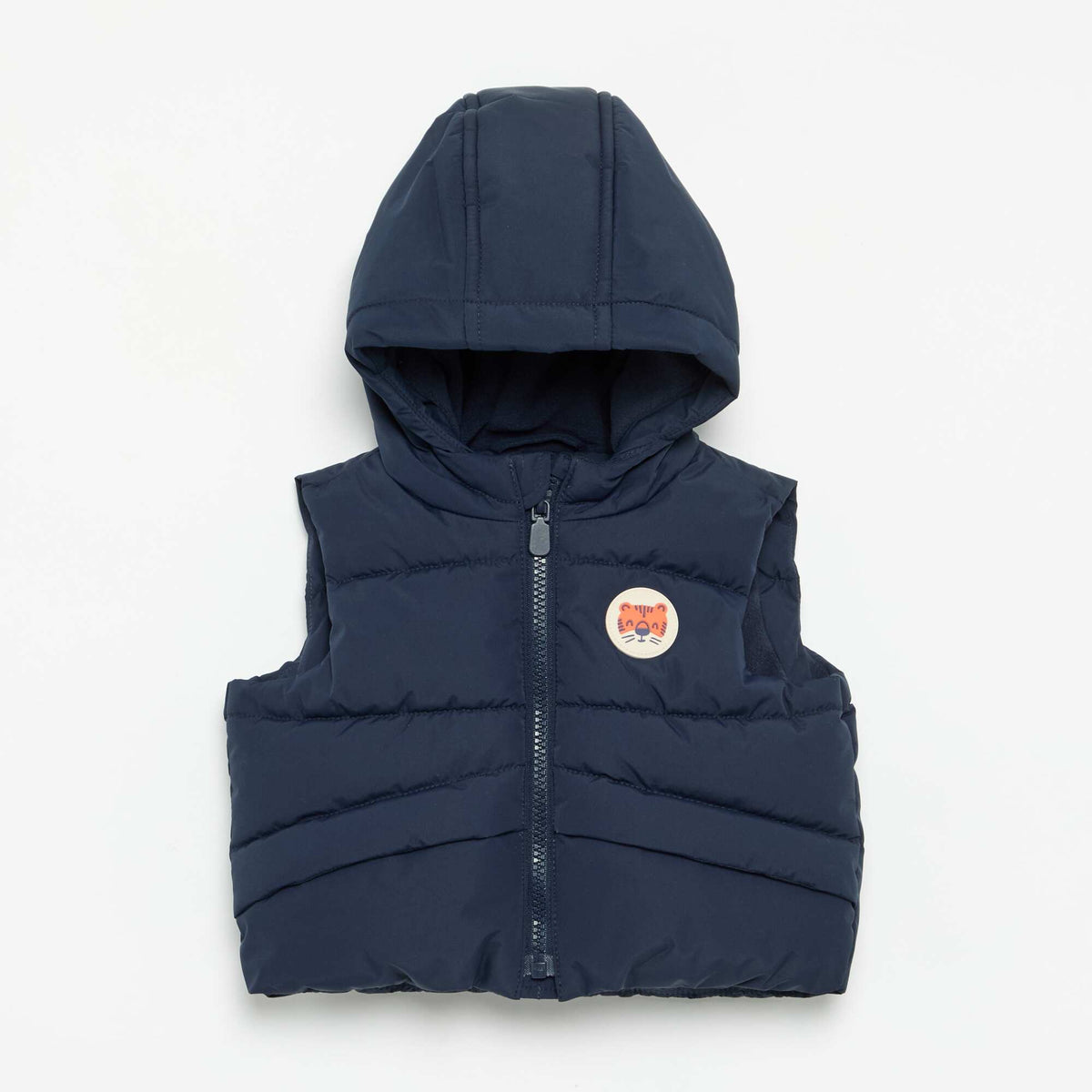 Doudoune à capuche matelassée sans manches BLEU