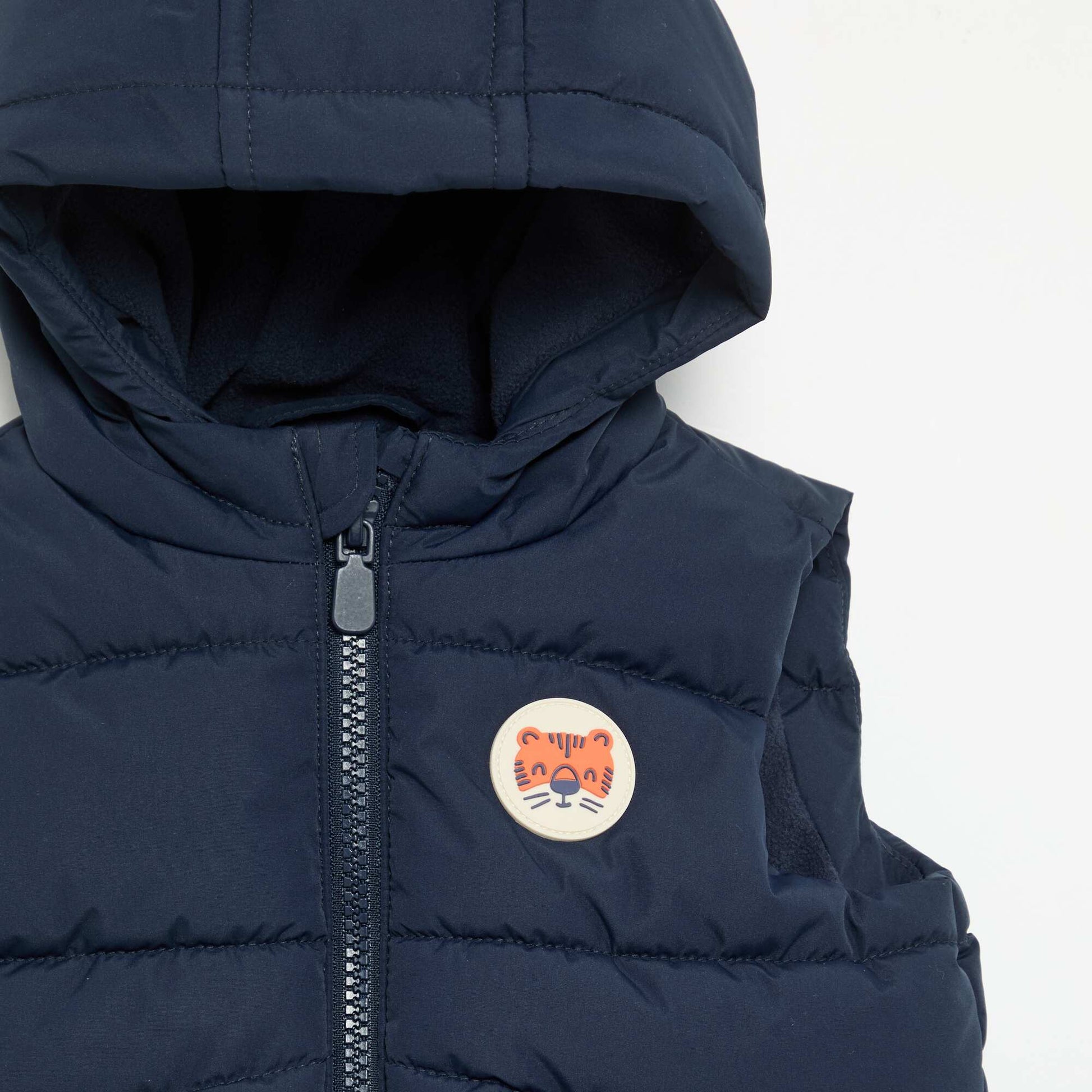 Doudoune à capuche matelassée sans manches BLEU