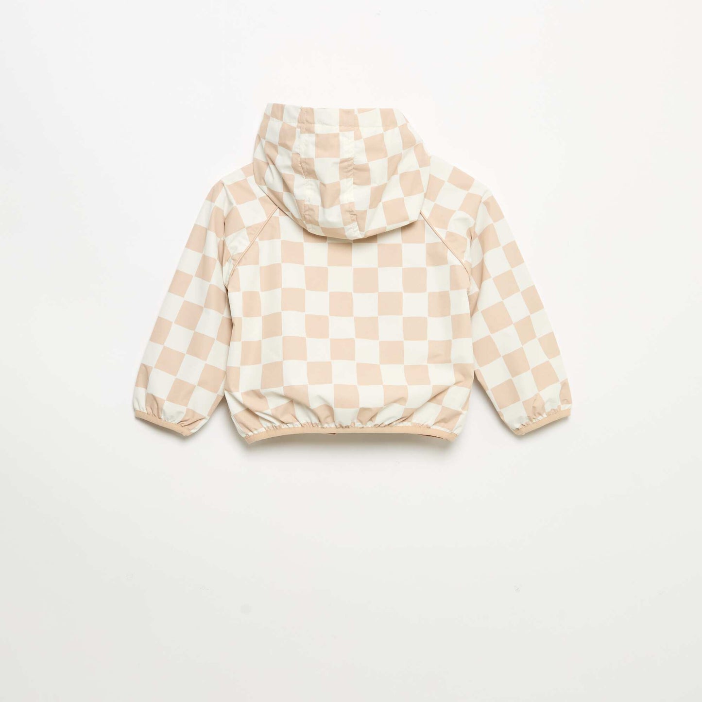 Coupe-vent à capuche et à carreaux BEIGE