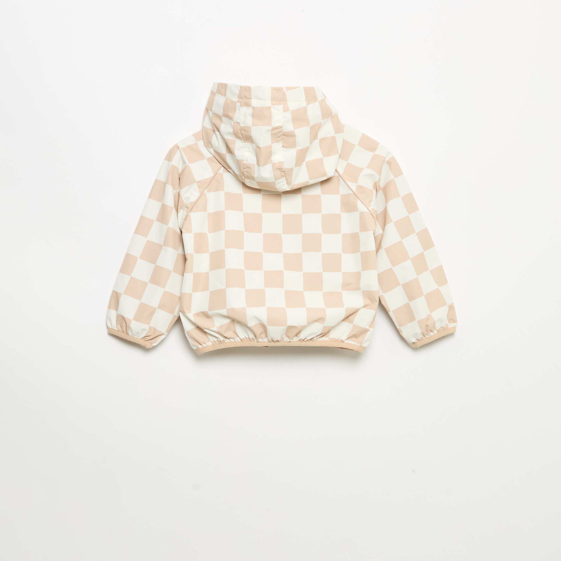 Coupe-vent à capuche et à carreaux BEIGE