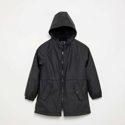 Parka doublée effet moutonné NOIR