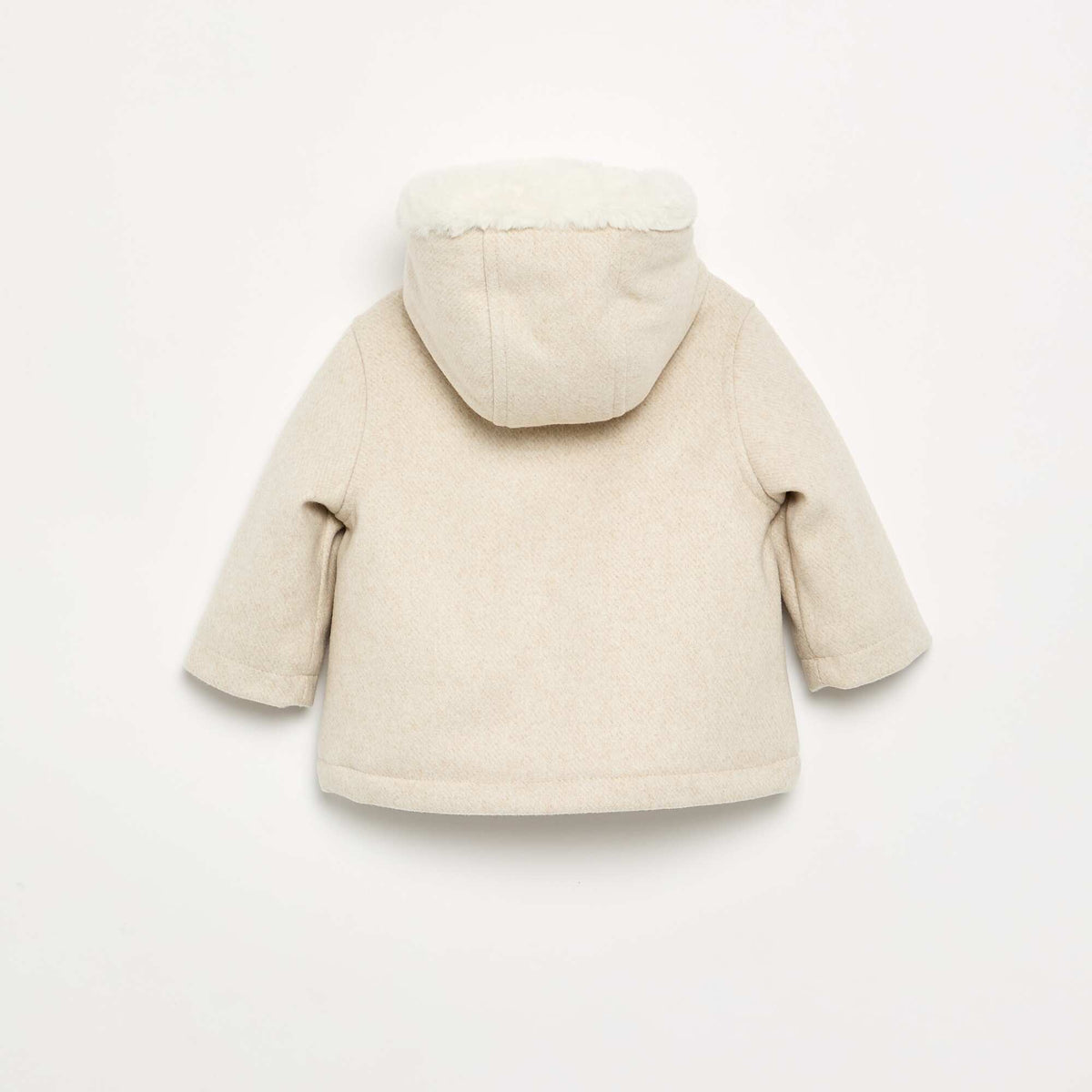 Manteau façon lainage doublé en fausse fourrure BEIGE