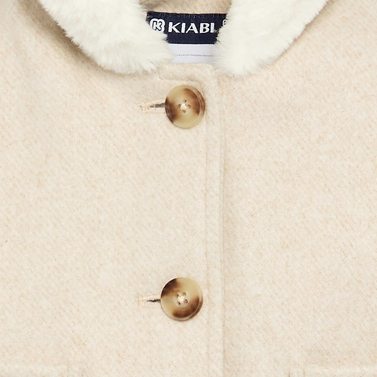 Manteau façon lainage doublé en fausse fourrure BEIGE