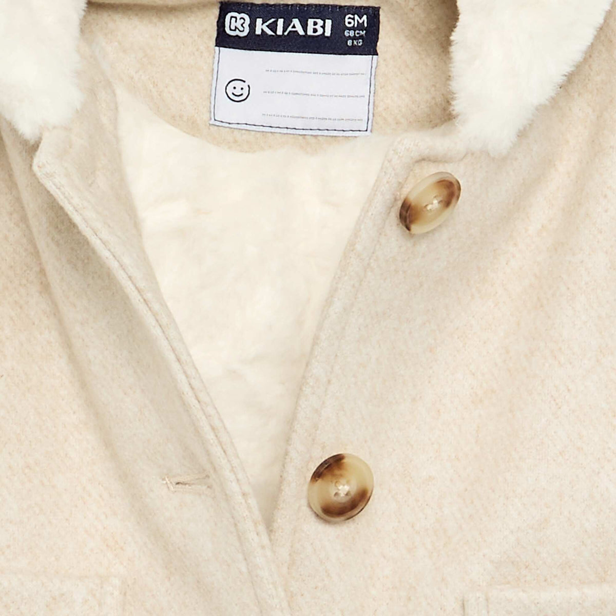 Manteau façon lainage doublé en fausse fourrure BEIGE