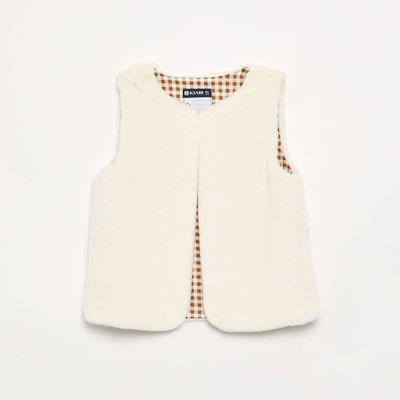Gilet sans manches en fausse fourrure BEIGE