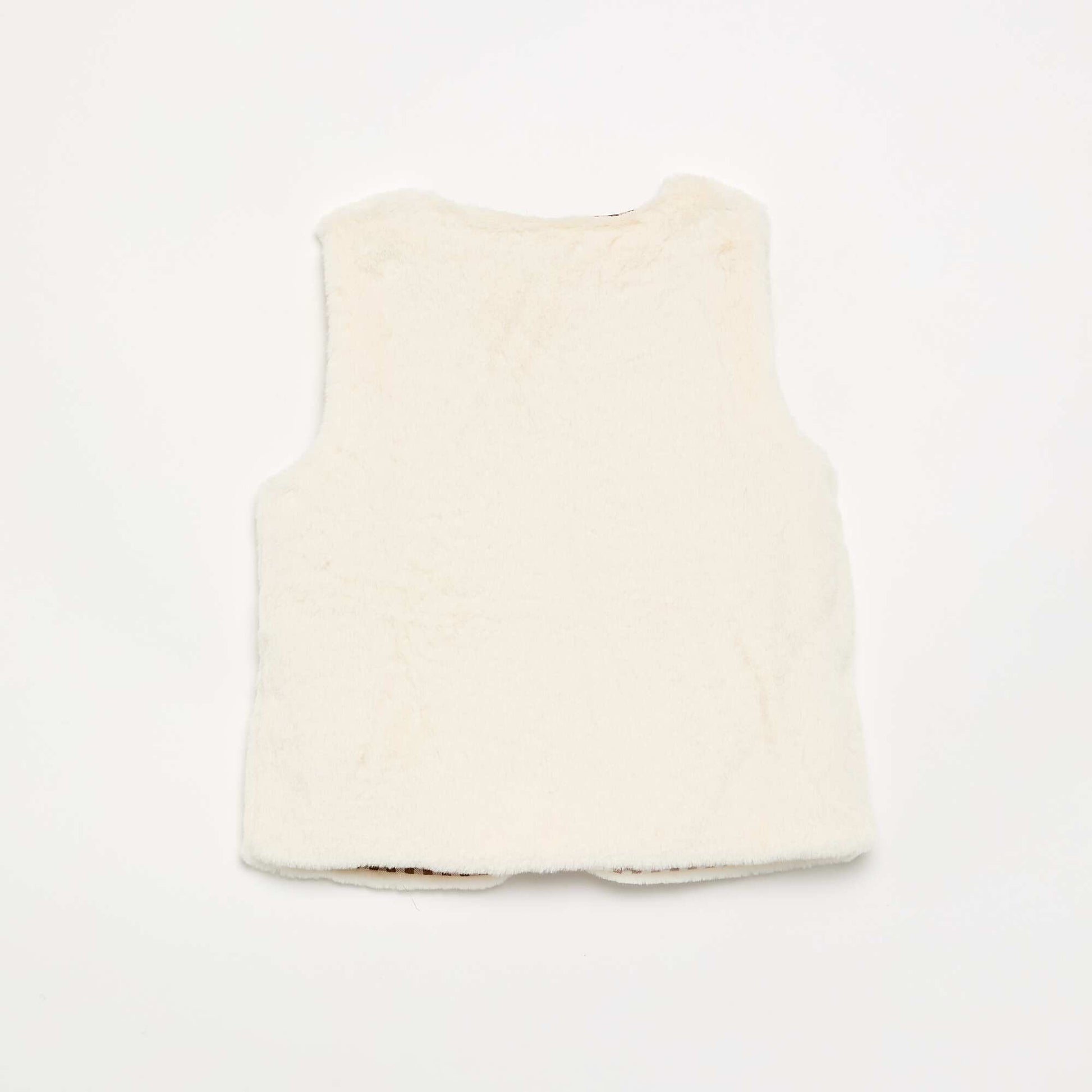 Gilet sans manches en fausse fourrure BEIGE