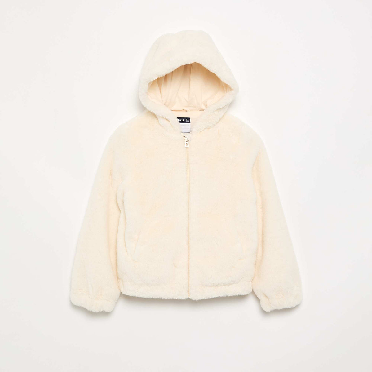Blouson à capuche en fausse fourrure BLANC