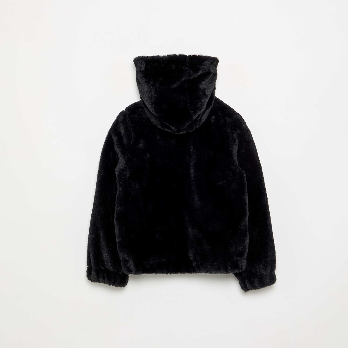 Blouson à capuche en fausse fourrure NOIR