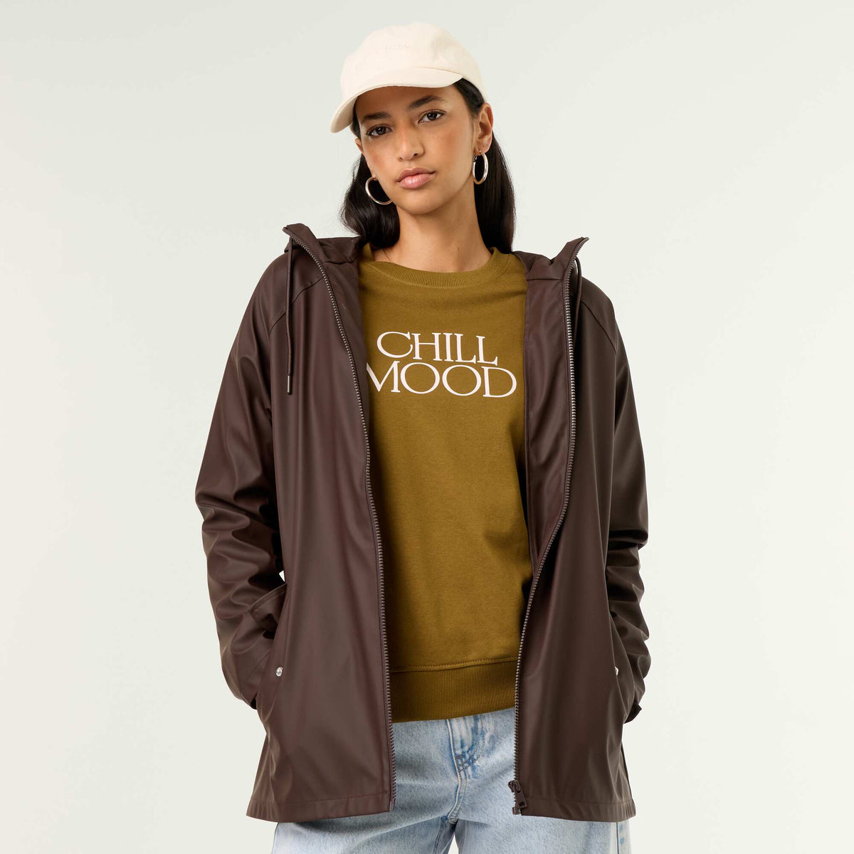 Parka à capuche déperlant MARRON
