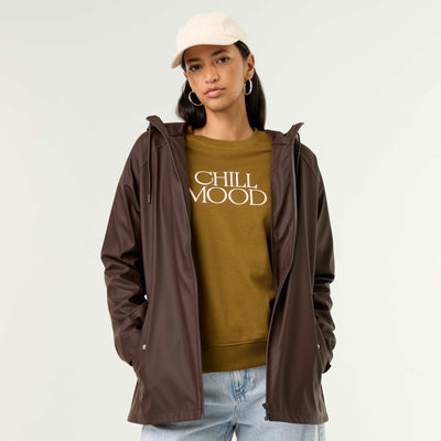 Parka à capuche déperlant MARRON