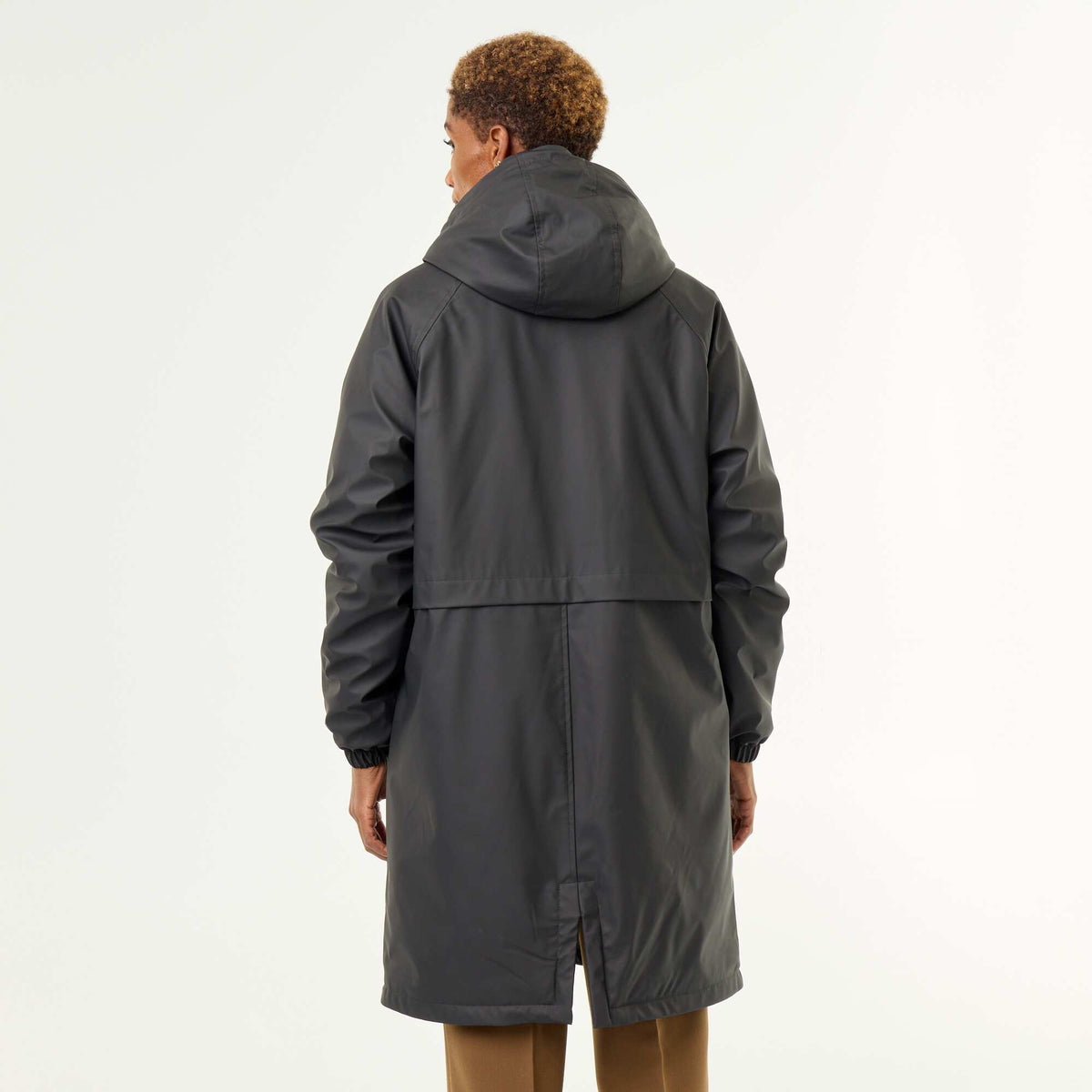 Parka droite doublée en fausse fourrure NOIR