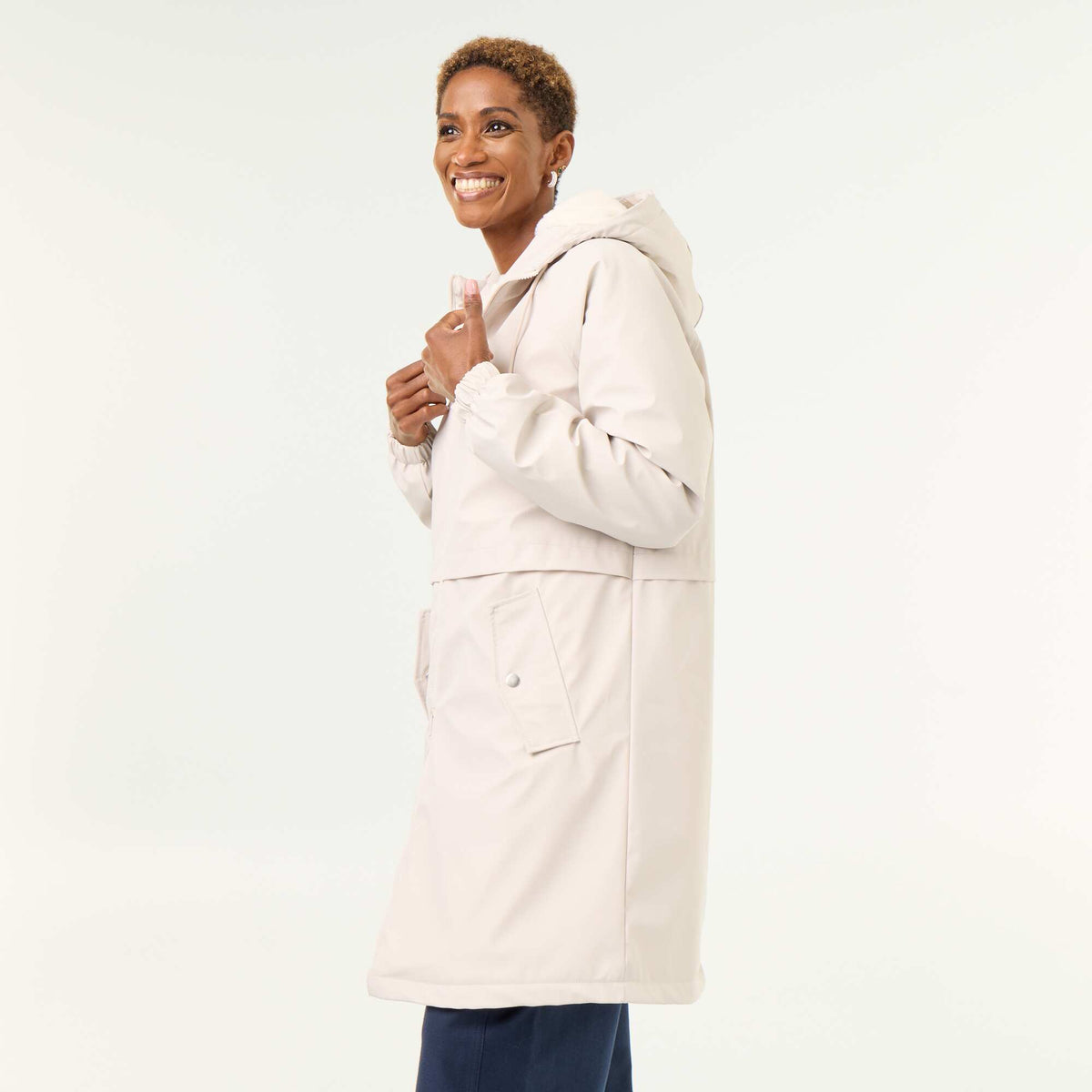 Parka droite doublée en fausse fourrure GRIS