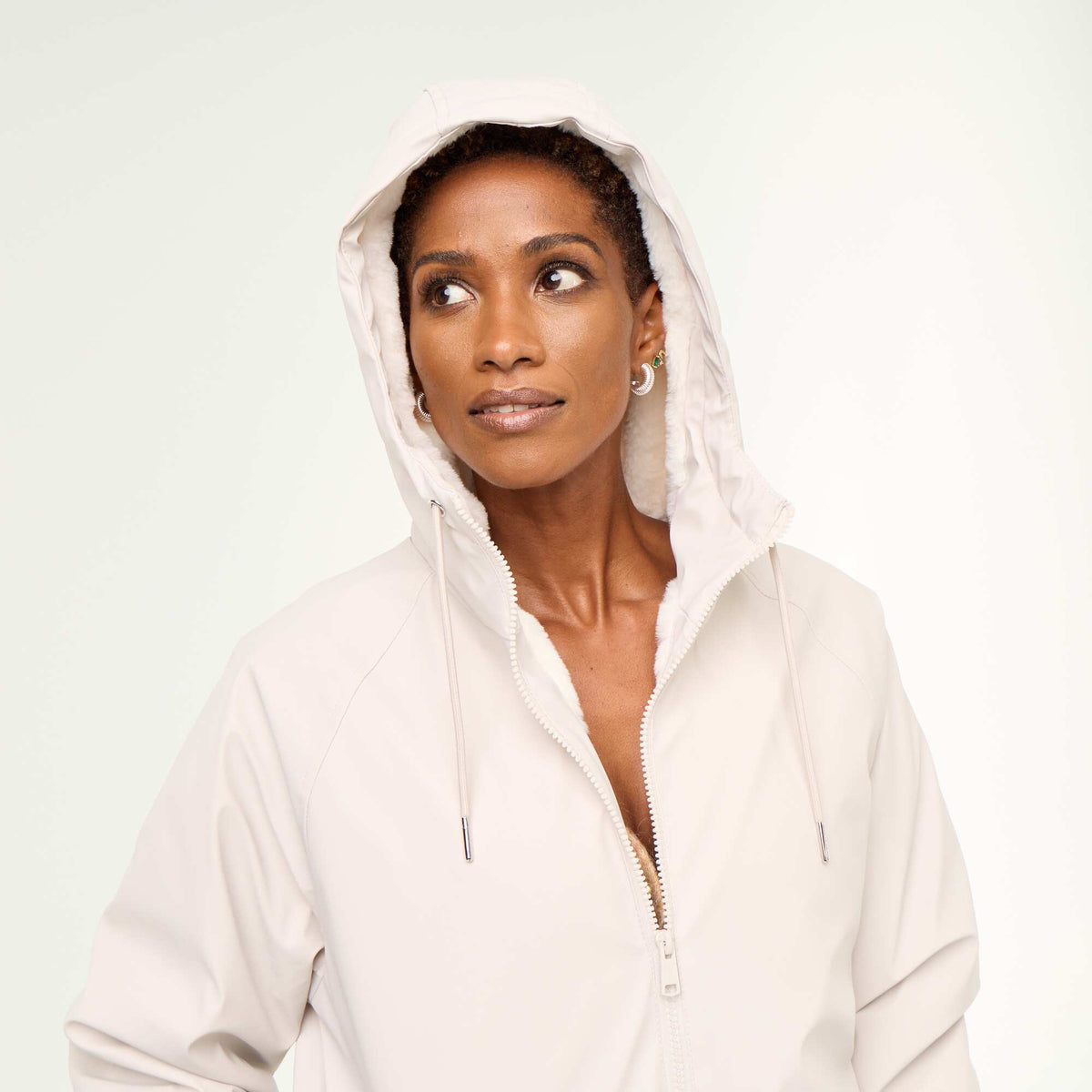 Parka droite doublée en fausse fourrure GRIS
