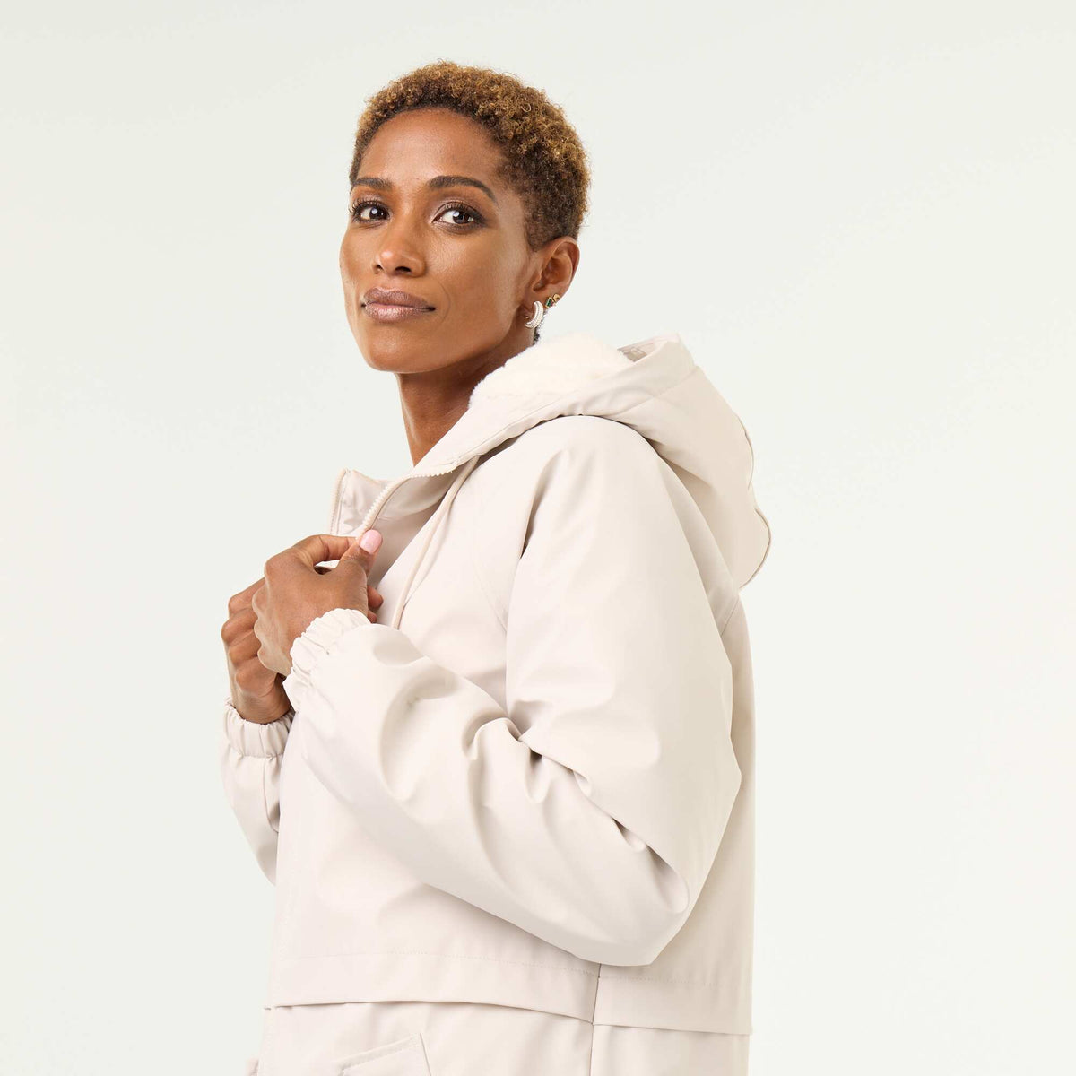 Parka droite doublée en fausse fourrure GRIS