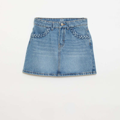 Jupe en denim avec poches tressées BLEU