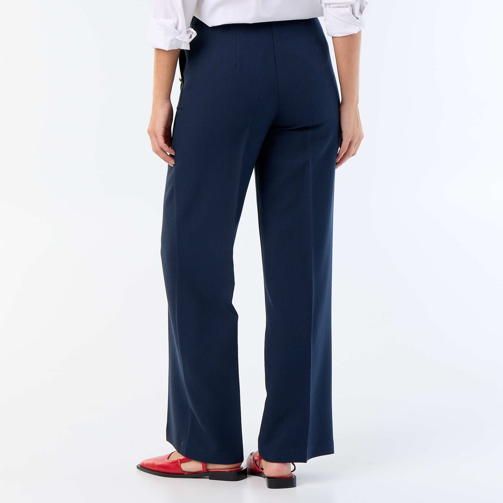 Pantalon large avec boutons dorés fantaisies sur les poches BLEU