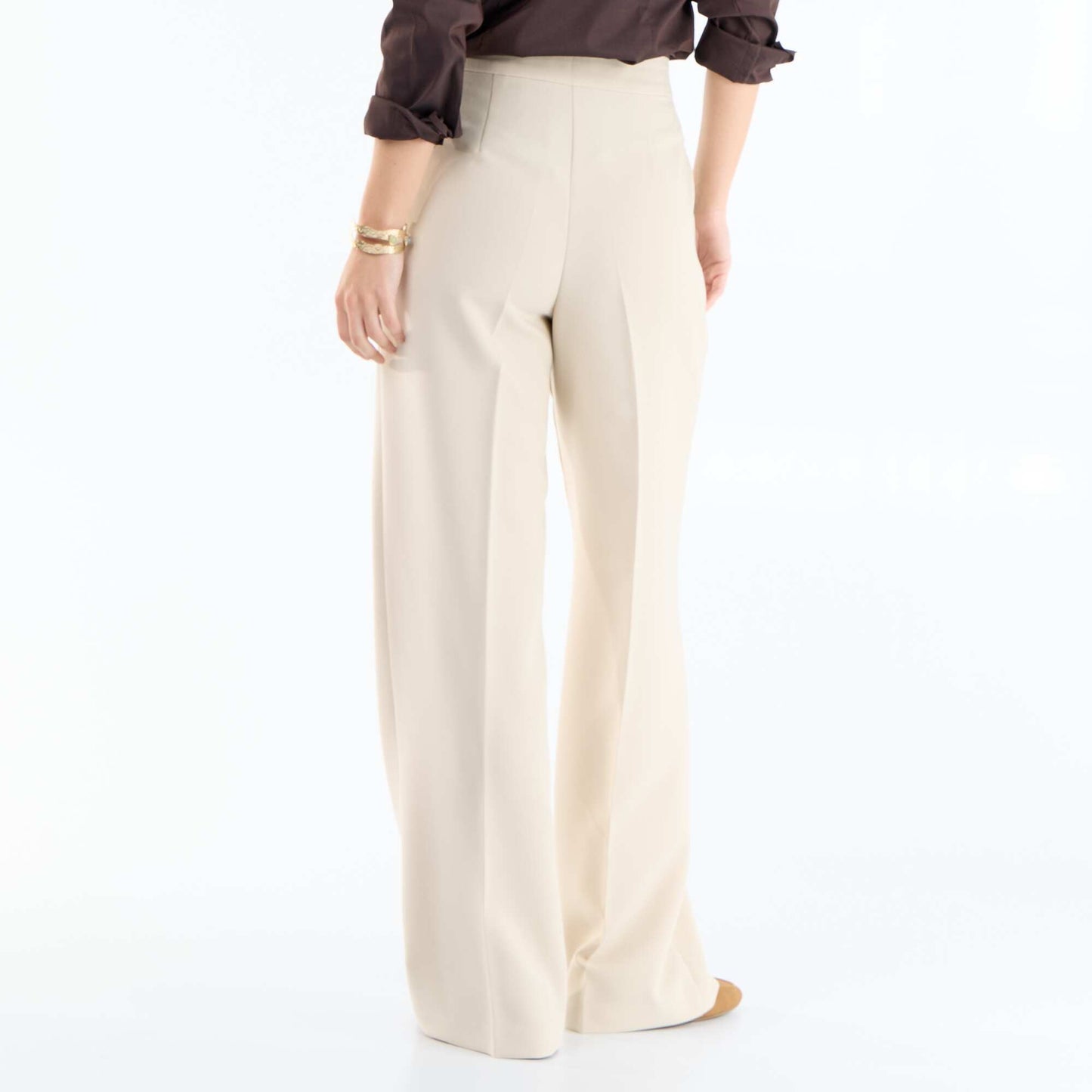 Pantalon large avec boutons dorés fantaisies sur les poches GRIS