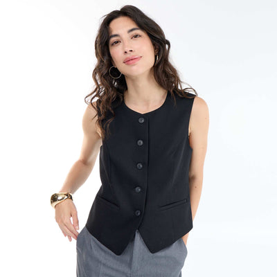Gilet de costume sans manches uni NOIR