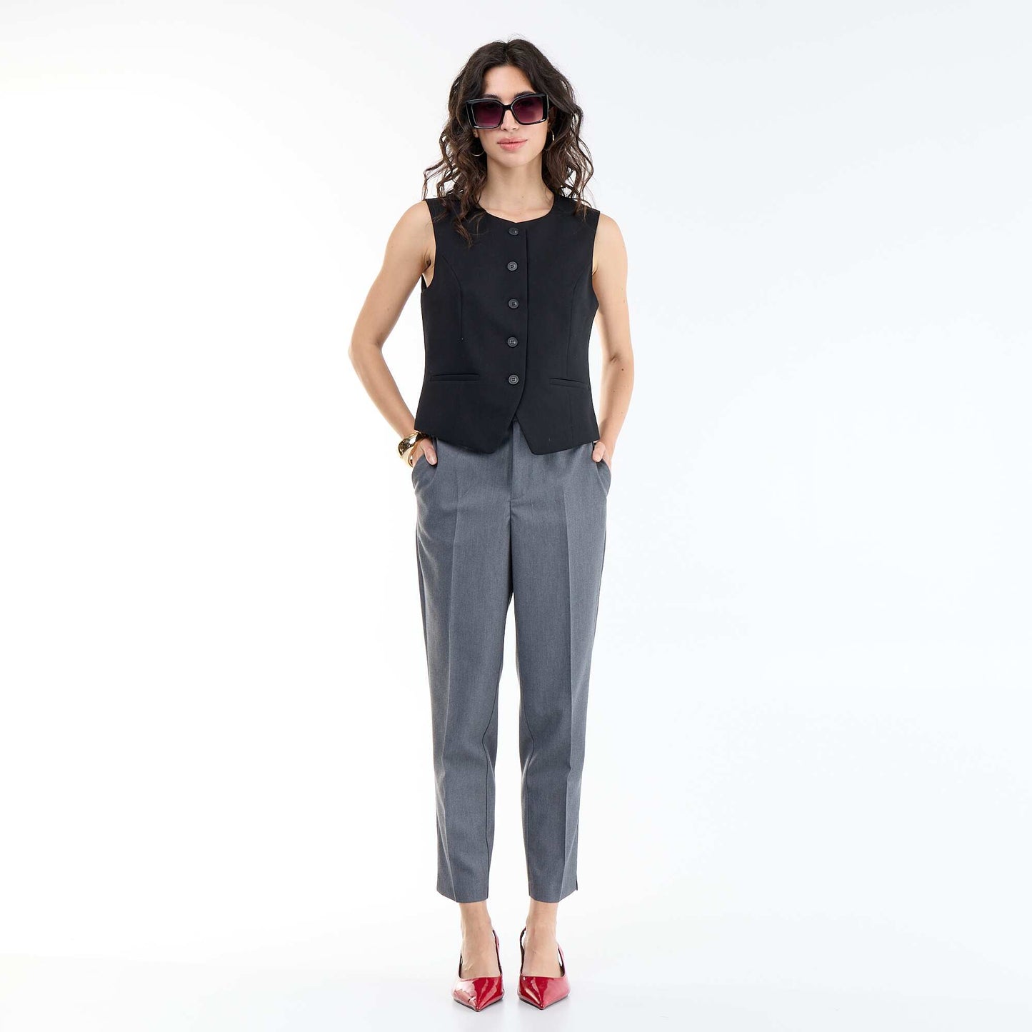 Gilet de costume sans manches uni NOIR