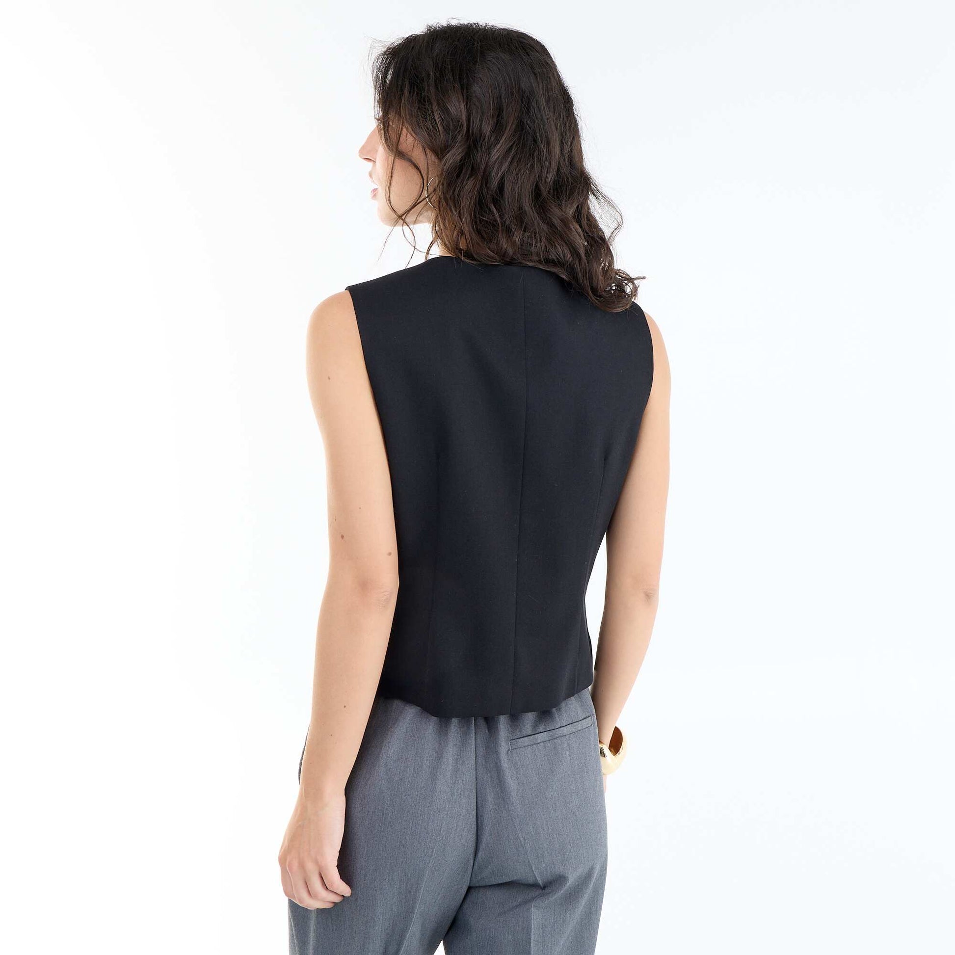 Gilet de costume sans manches uni NOIR