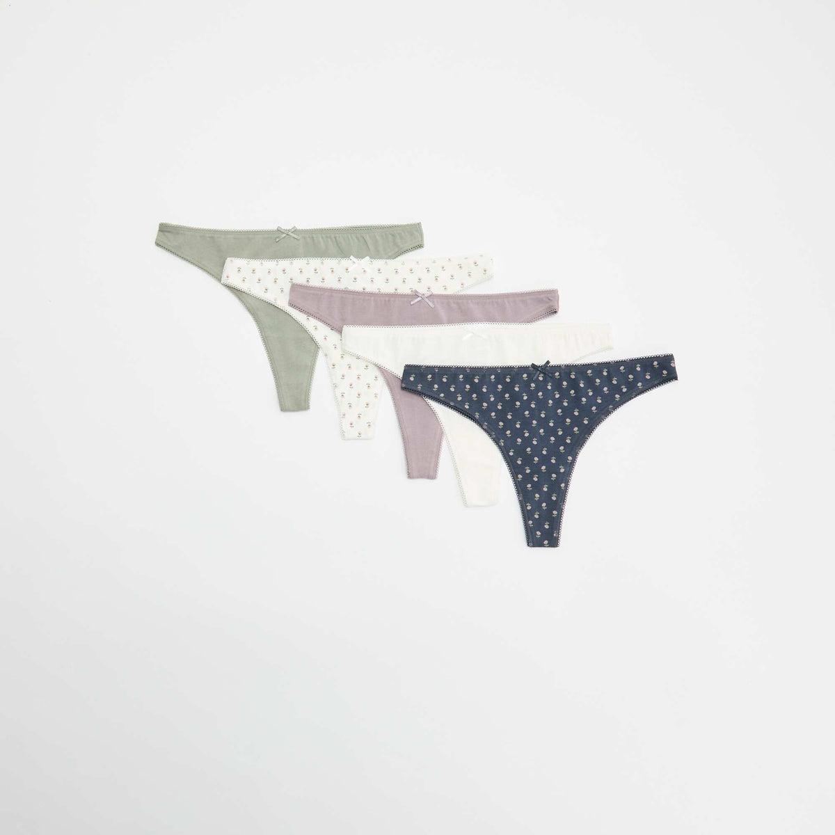 Lot de 5 tangas en coton BLEU
