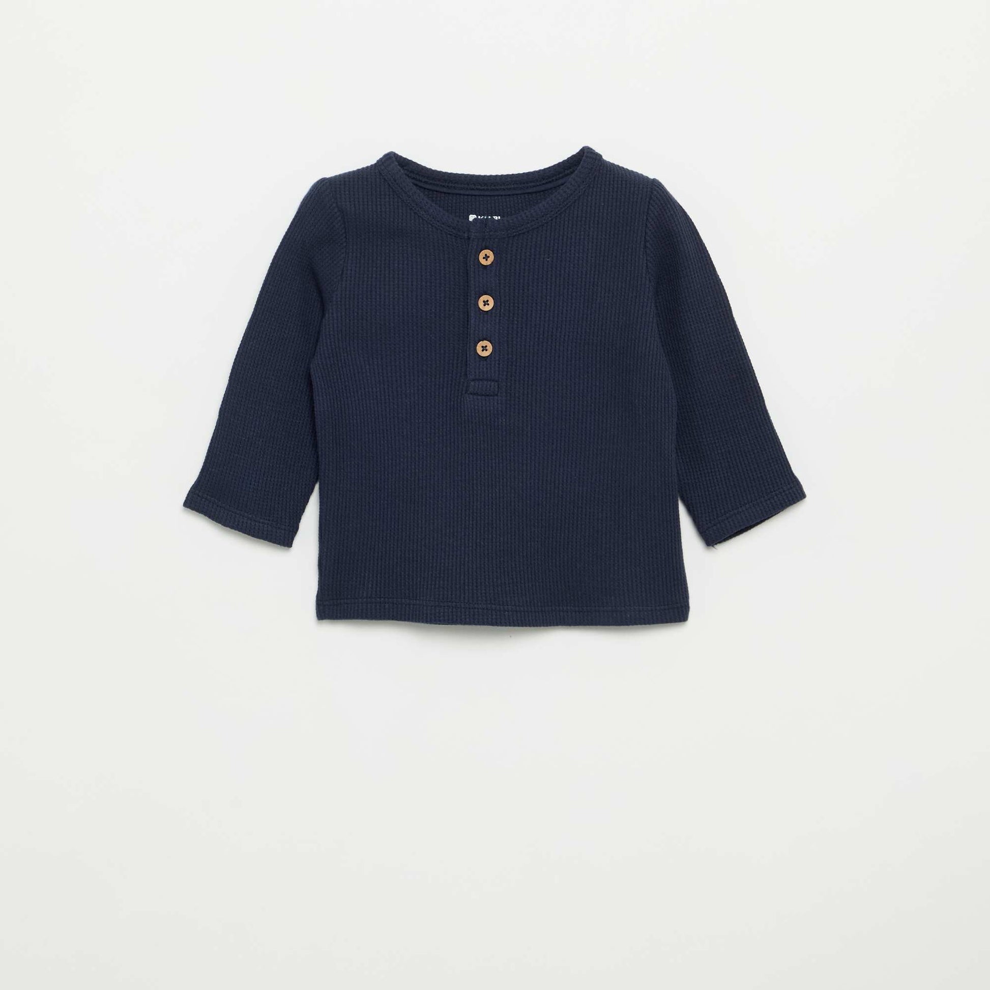 T-shirt col tunisien BLEU