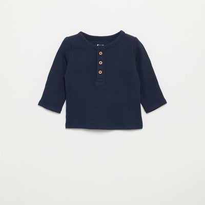 T-shirt col tunisien BLEU