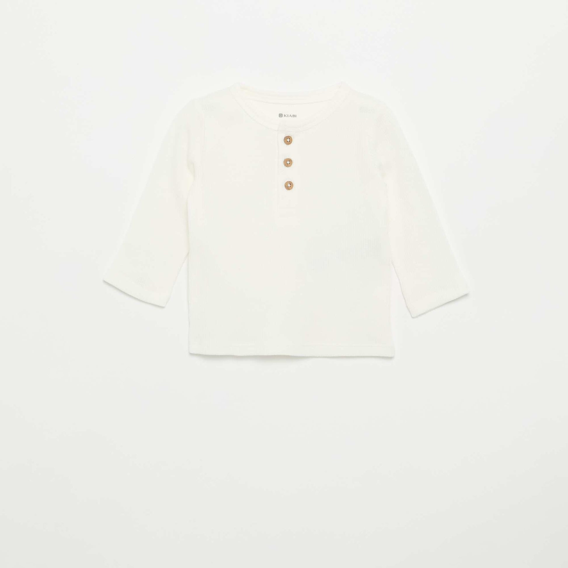 T-shirt col tunisien BLANC