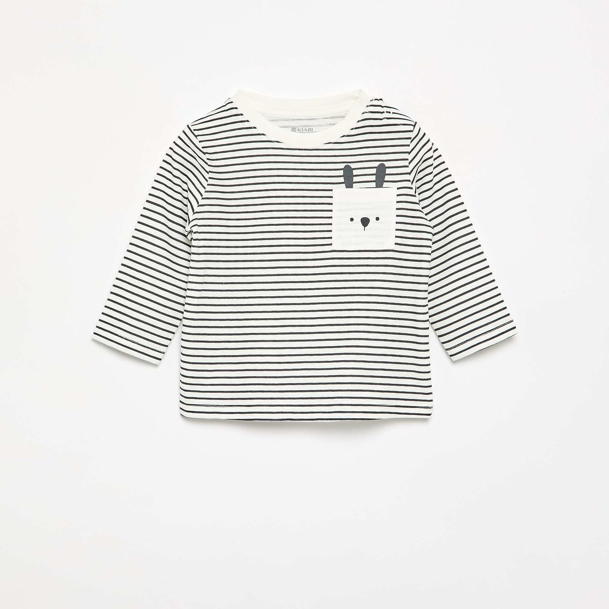 T-shirt en jersey rayé à manches longues GRIS