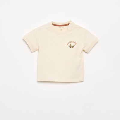 T-shirt imprimé fantaisie à manches courtes BEIGE