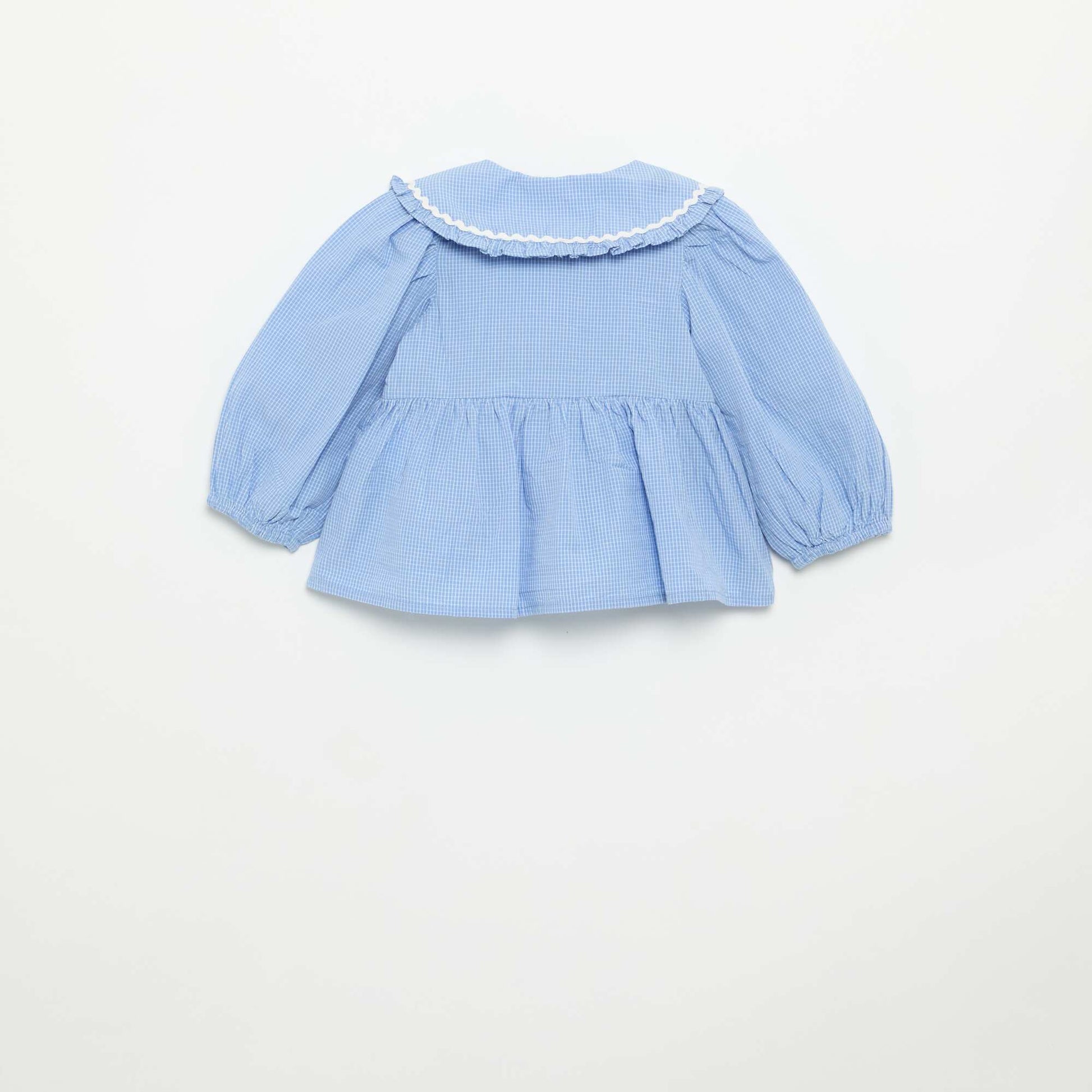 Blouse en popeline avec col claudine BLEU