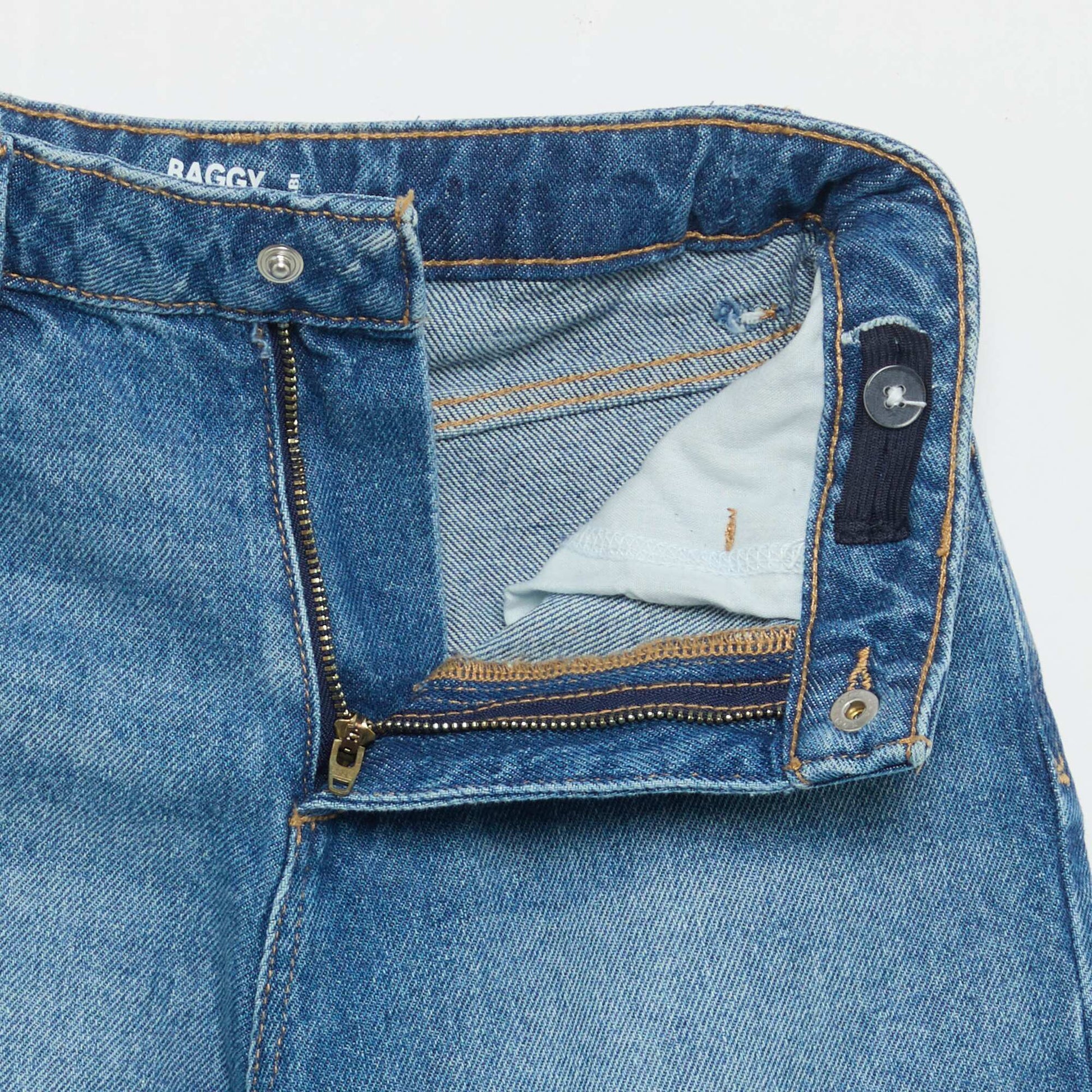 Pantalon denim coupe baggy BLEU