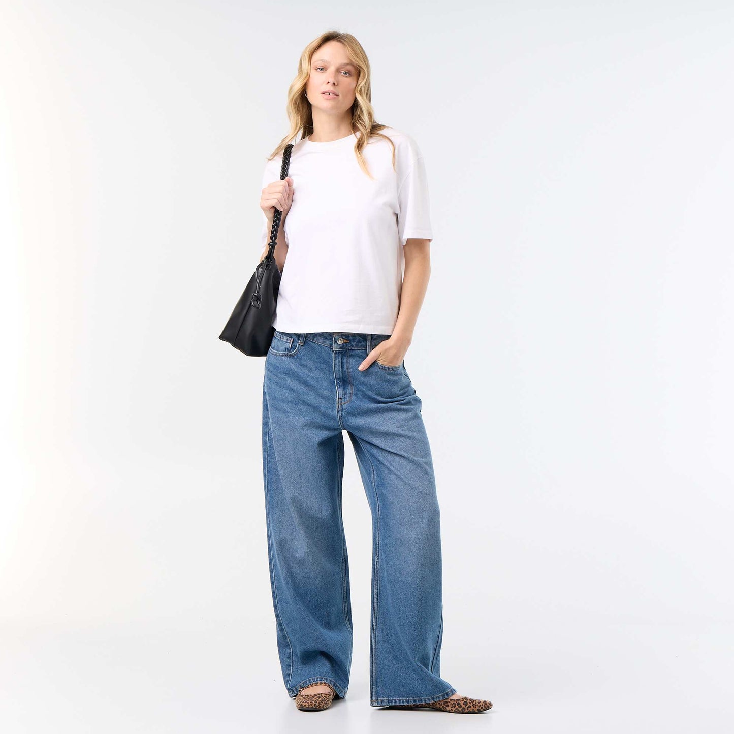 Pantalon denim baggy BLEU
