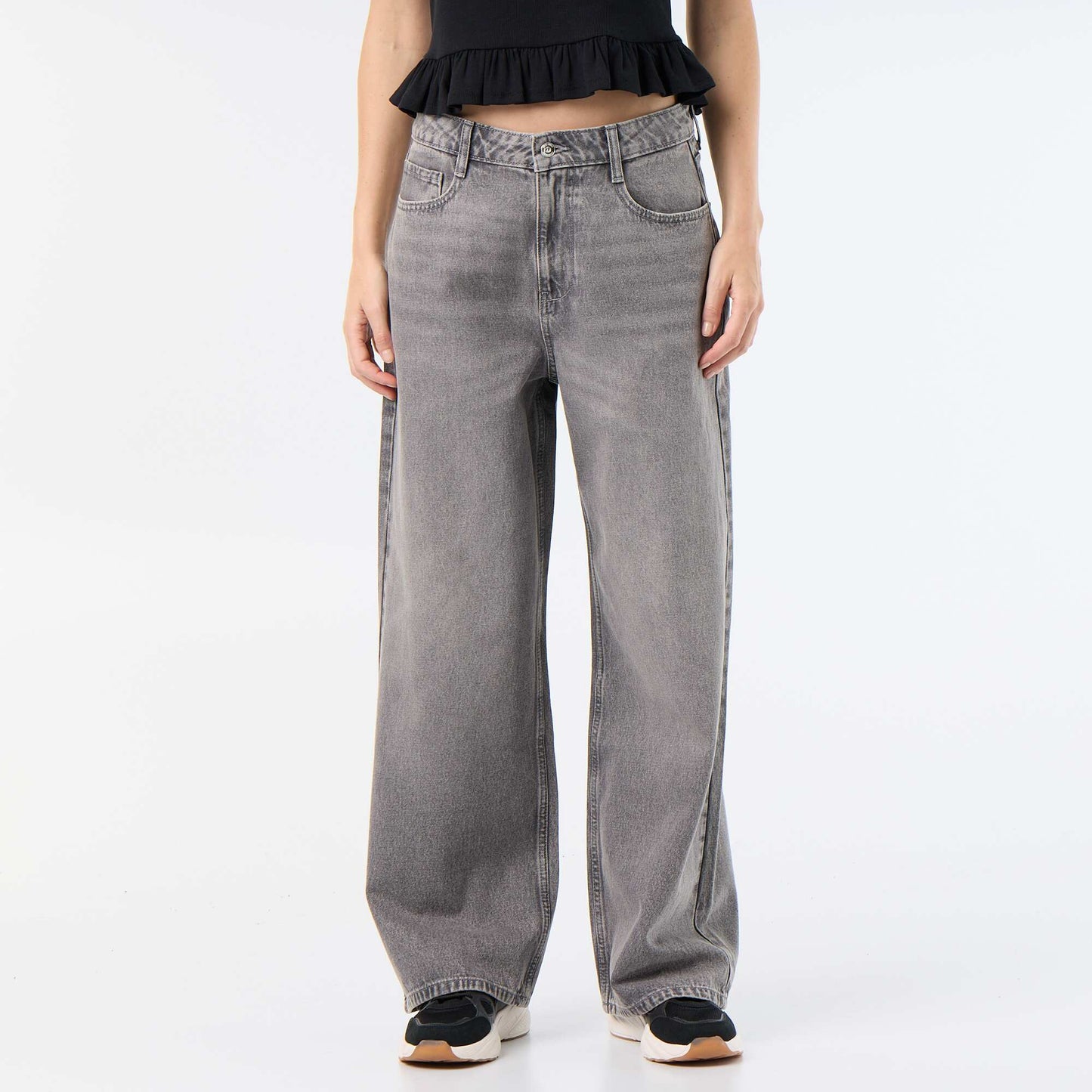 Pantalon denim baggy GRIS