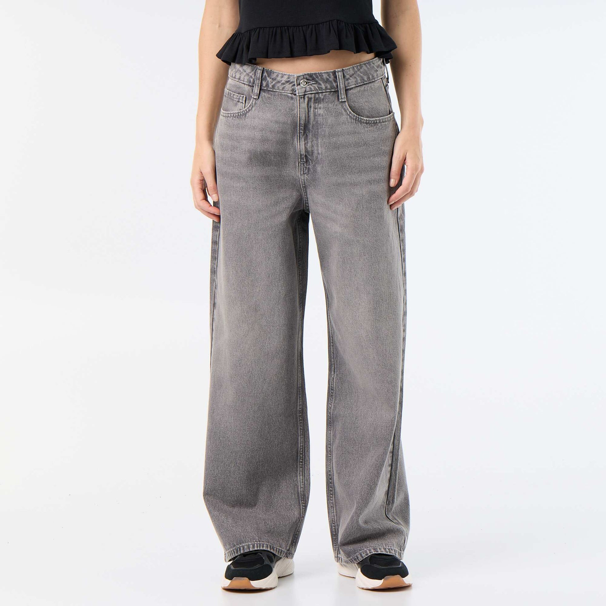 Pantalon denim baggy GRIS