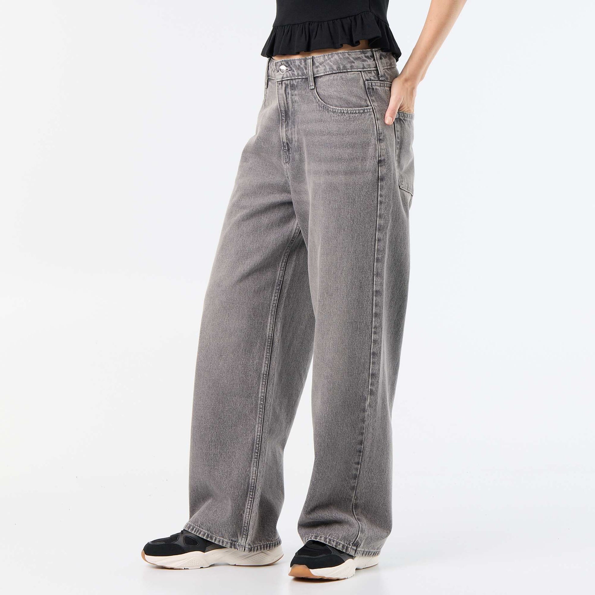 Pantalon denim baggy GRIS