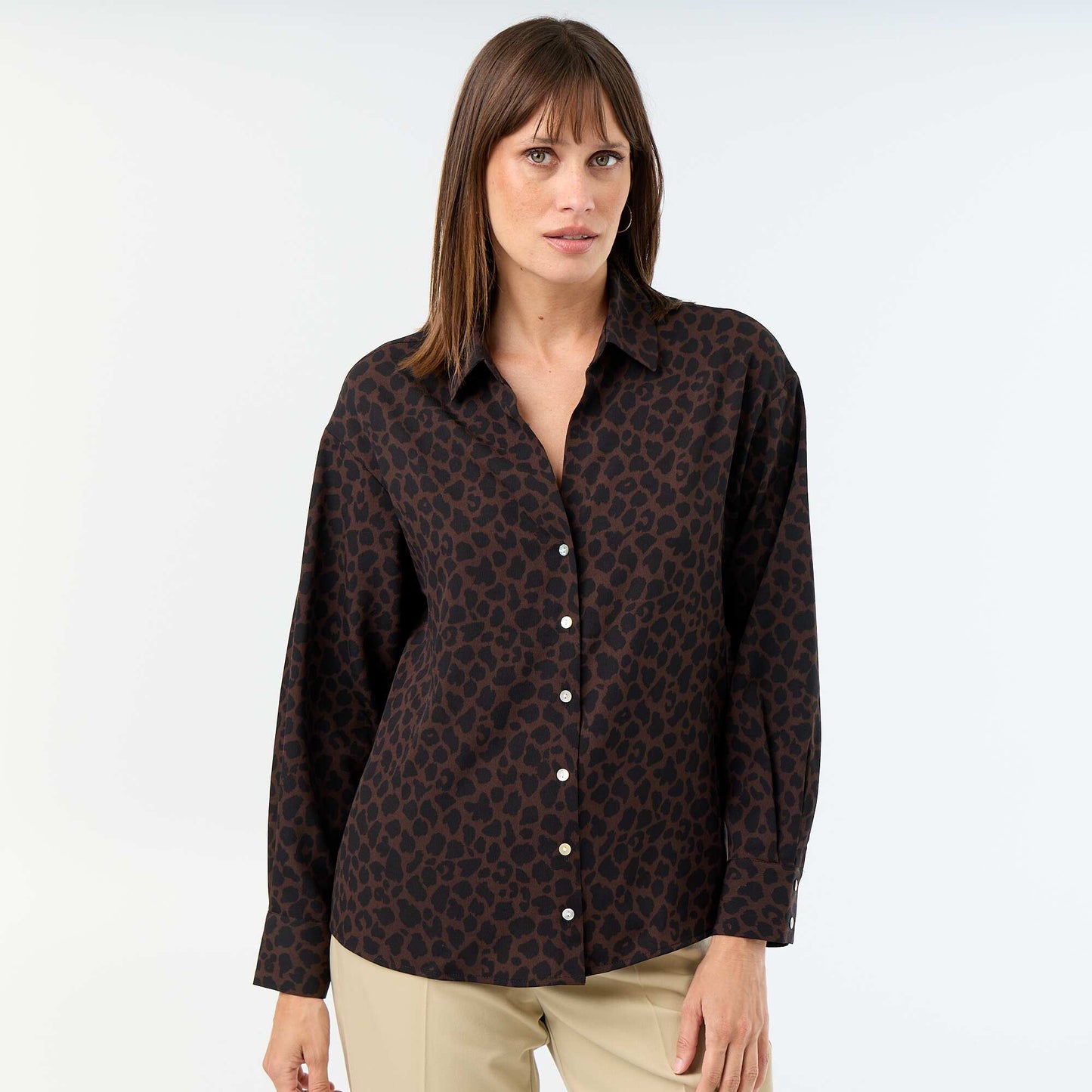 Chemisier fluide uni MARRON