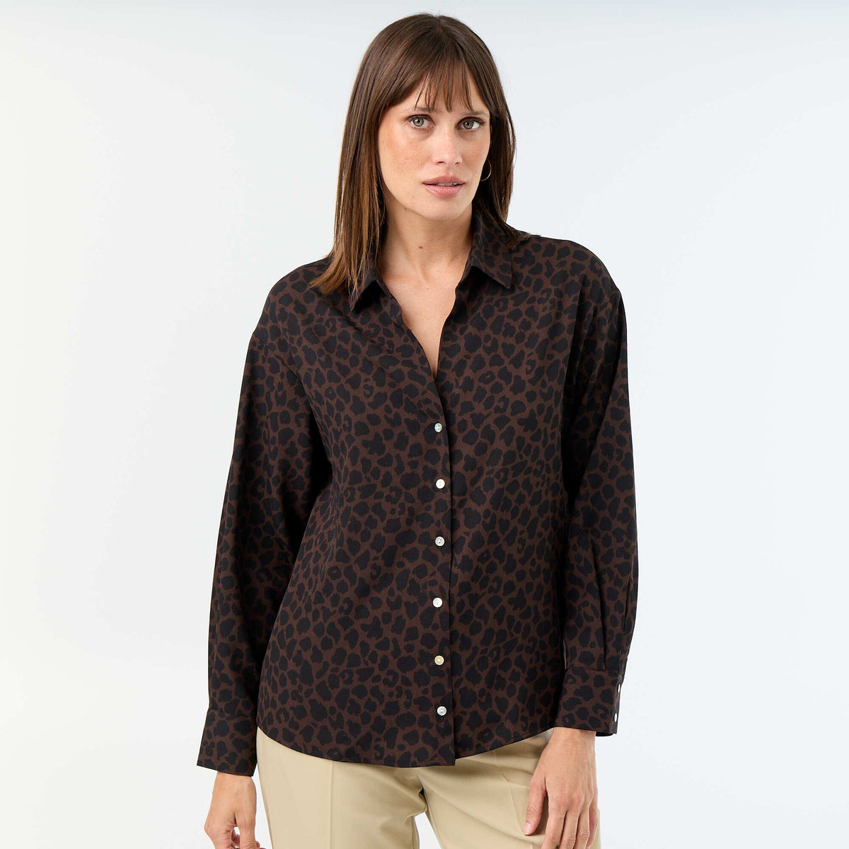 Chemisier fluide uni MARRON