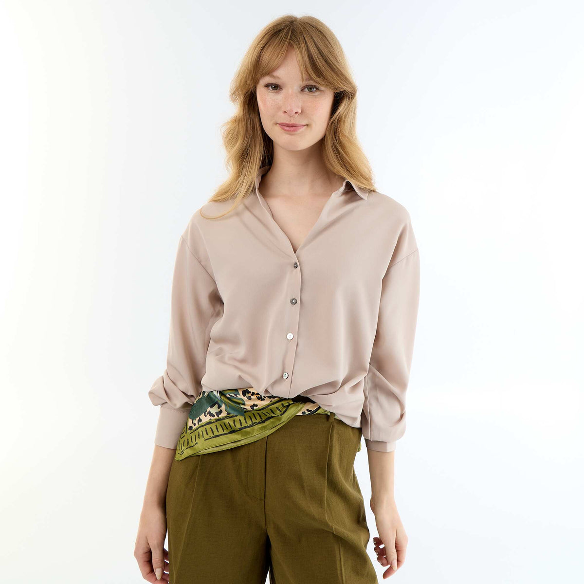 Chemisier fluide uni BEIGE