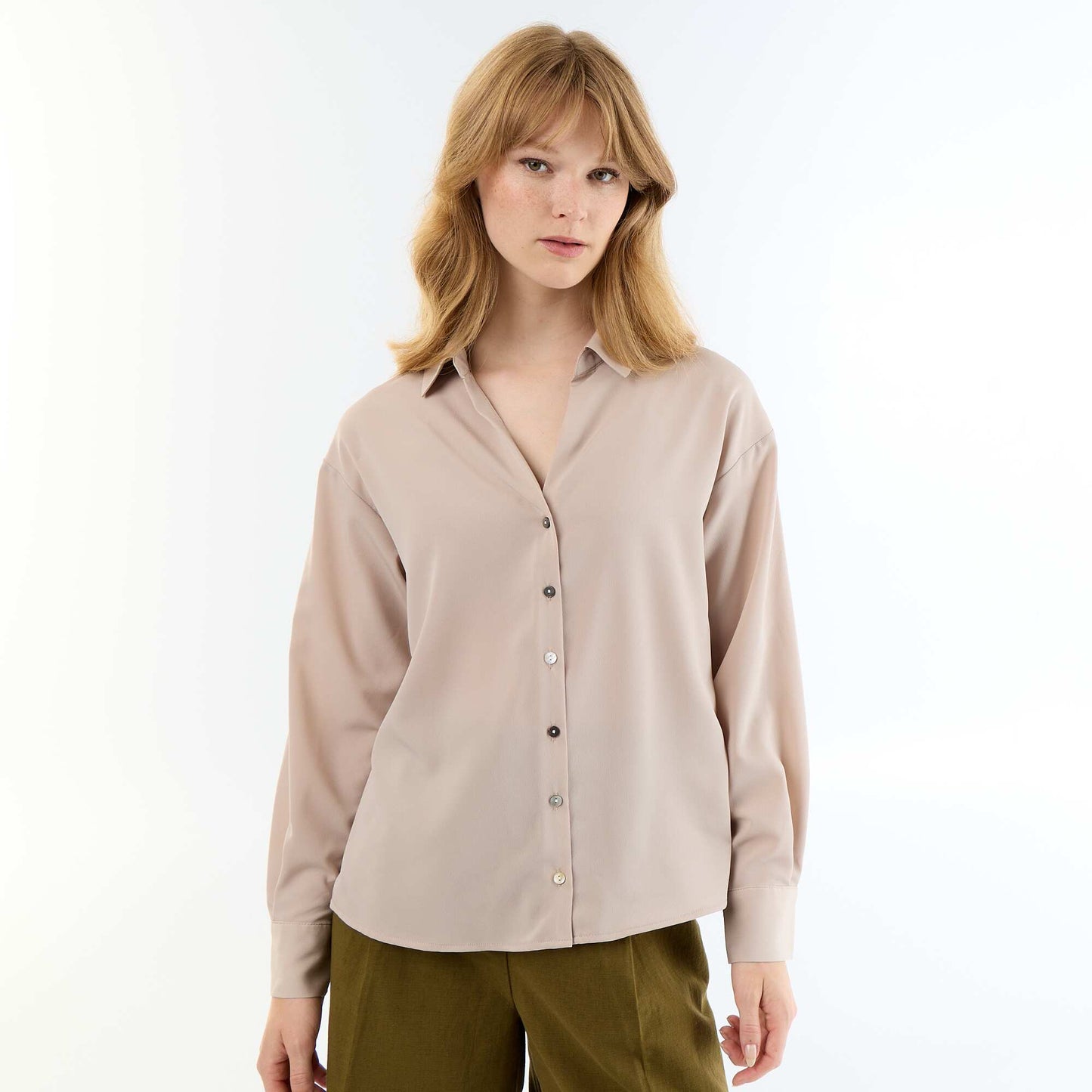 Chemisier fluide uni BEIGE