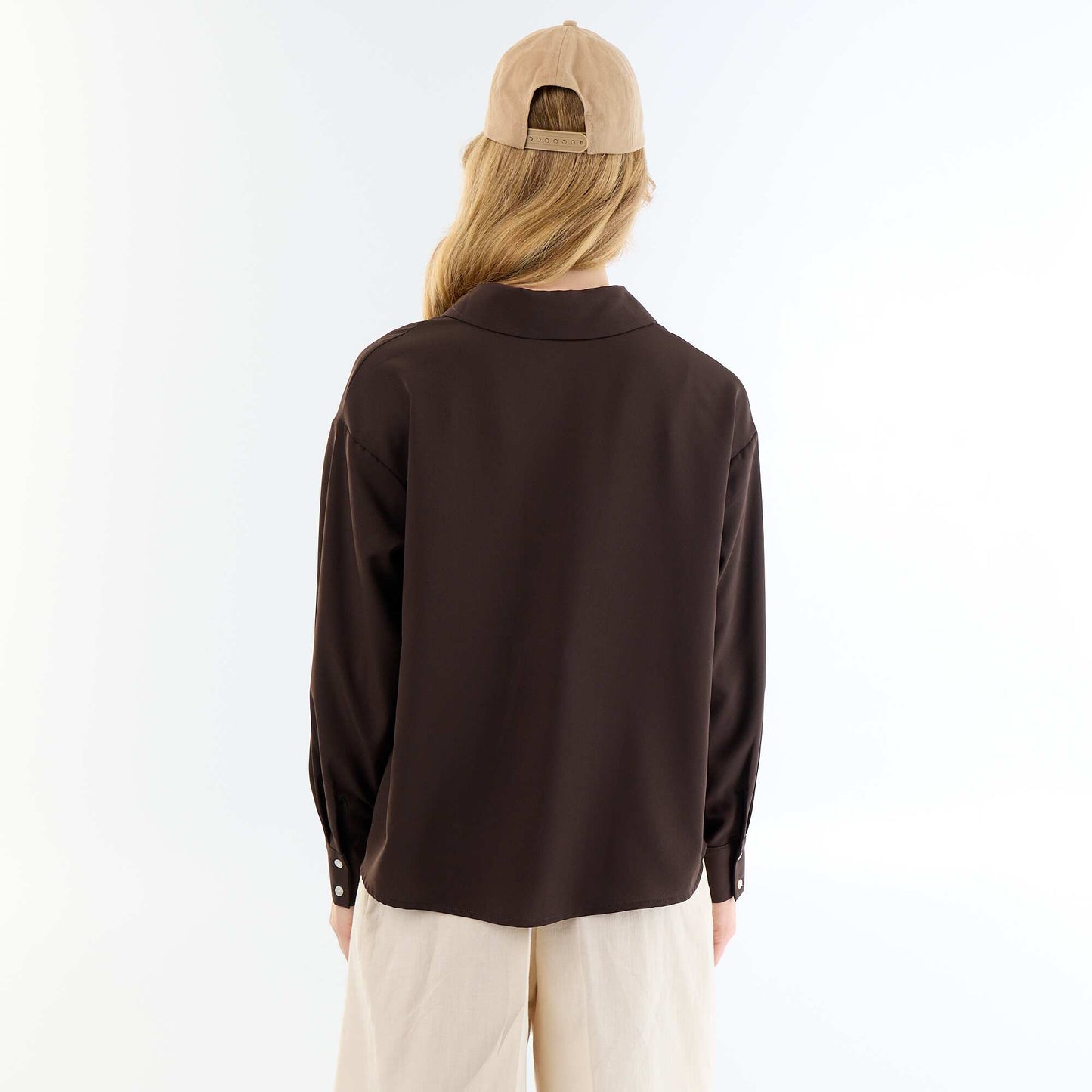 Chemisier fluide uni MARRON