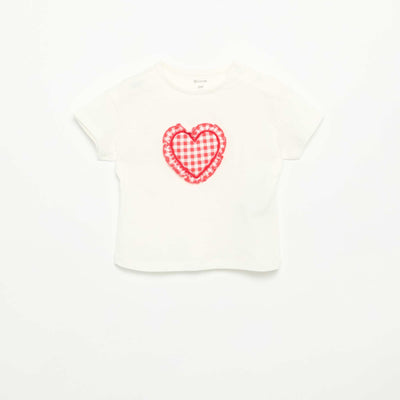 T-shirt à manches courtes avec cœur cousu BLANC