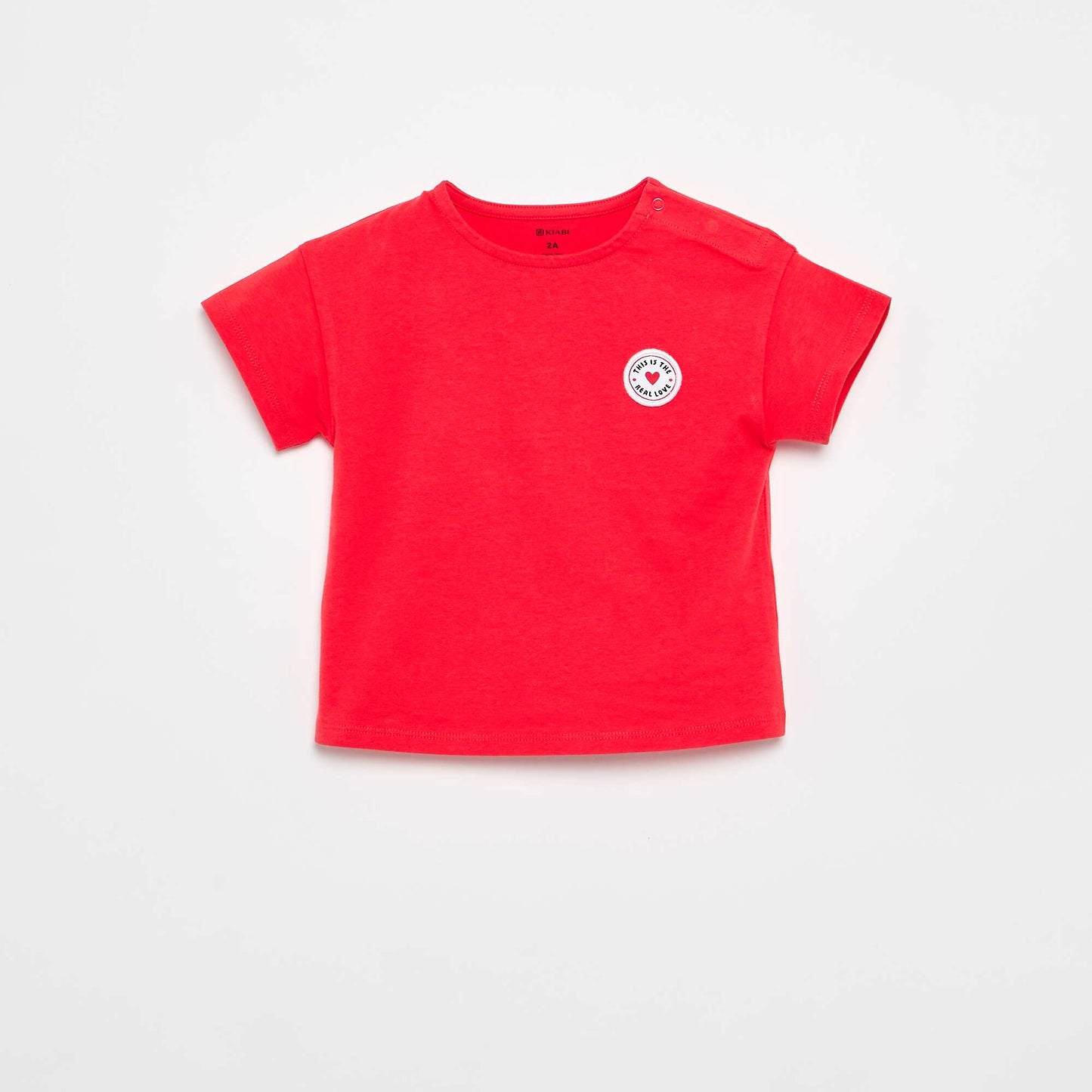 T-shirt à manches courtes avec cœur cousu ROUGE