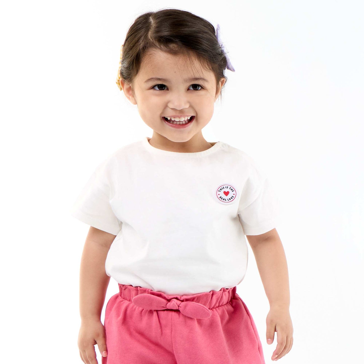 T-shirt à manches courtes avec cœur cousu BLANC