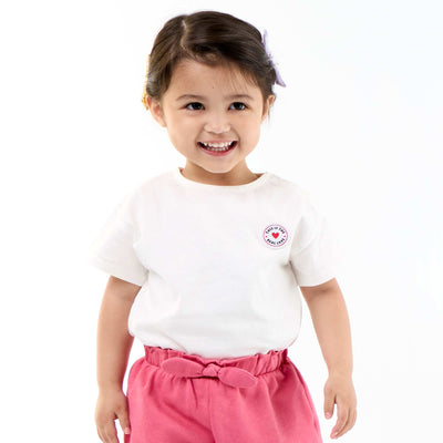 T-shirt à manches courtes avec cœur cousu BLANC